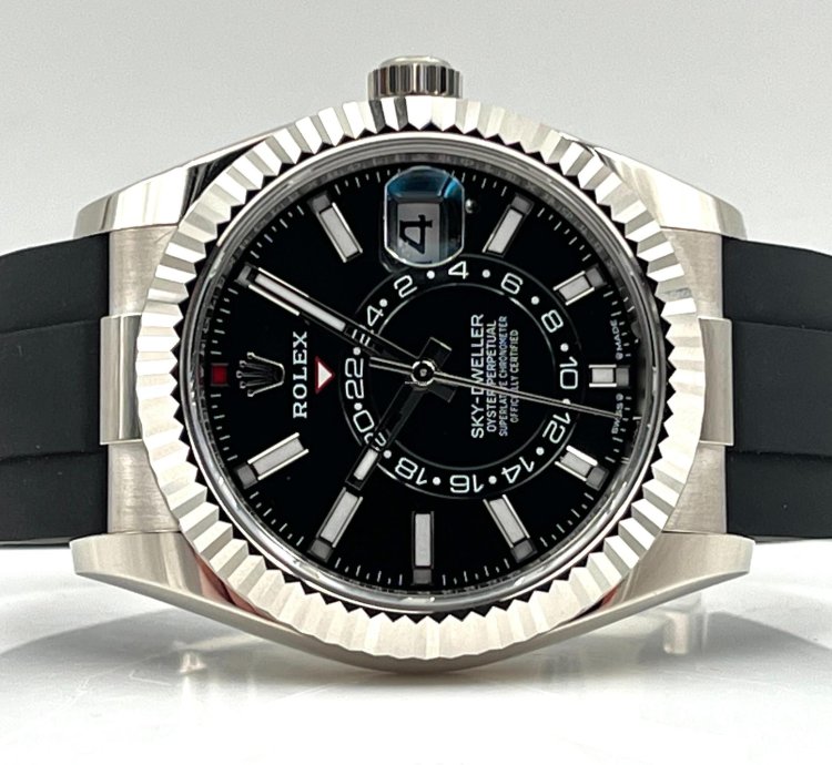 Rolex Sky-dweller White Gold Black Dial Oysterflex Strap 336239 Unworn 2024