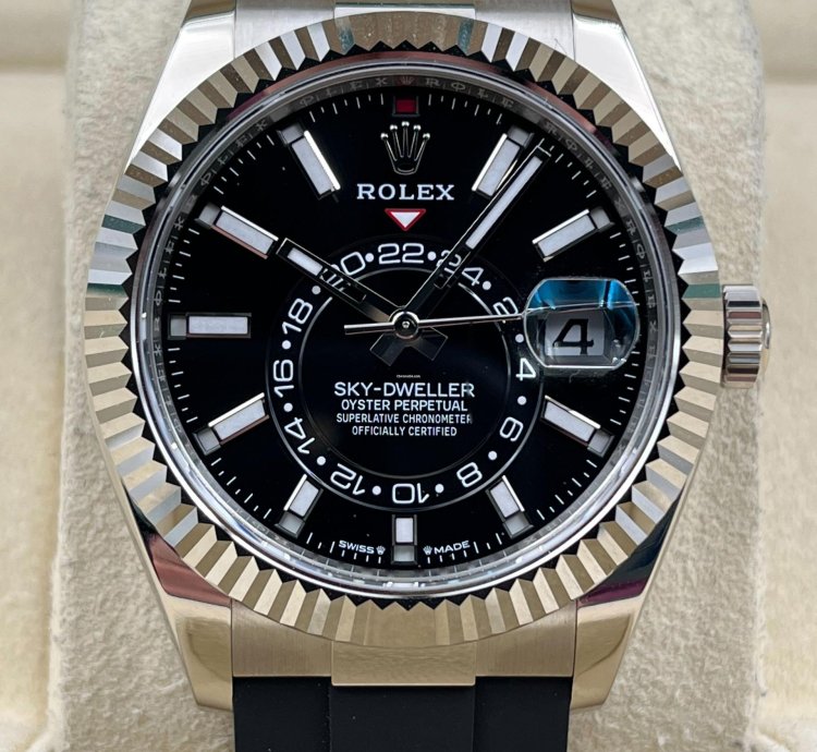 Rolex Sky-dweller White Gold Black Dial Oysterflex Strap 336239 Unworn 2024