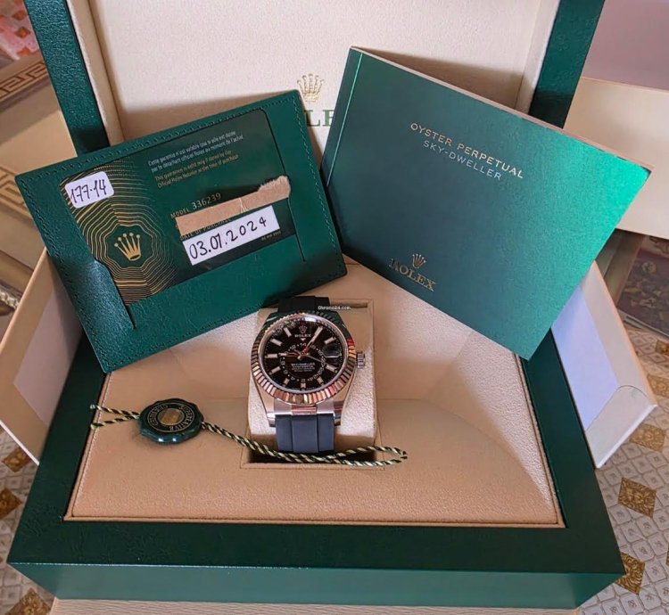 Rolex Sky-dweller White Gold Bright Black Oysterflex Men Watch 336239-0002