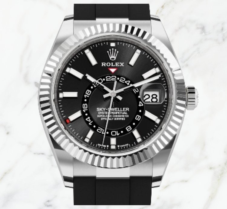Rolex Sky-dweller White Gold Oysterflex Black Dial 336239 new Unworn