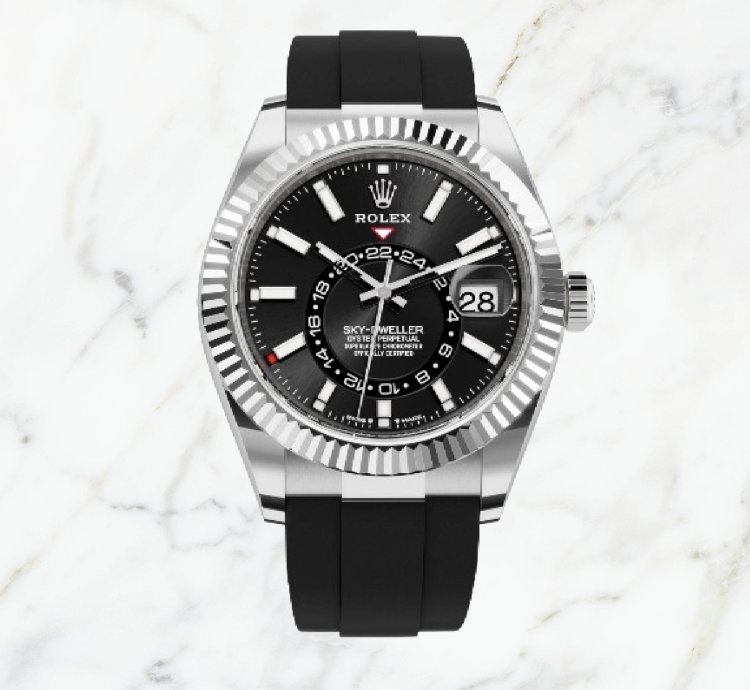 Rolex Sky-dweller White Gold Oysterflex Black Dial 336239 new Unworn