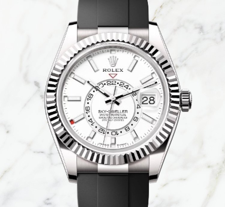 Rolex Sky-dweller White Gold Oysterflex White Dial 336239 new Unworn