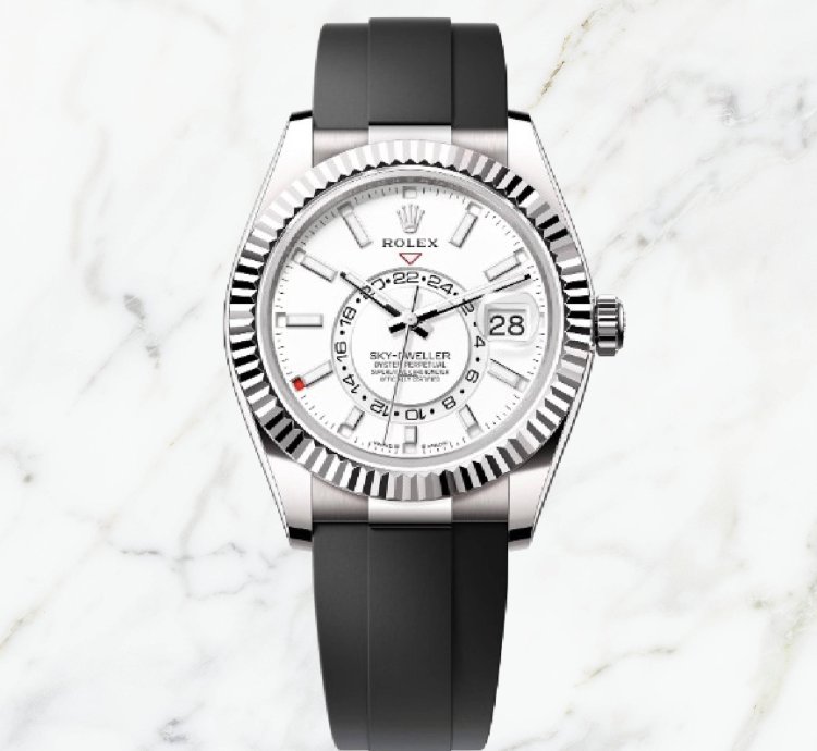 Rolex Sky-dweller White Gold Oysterflex White Dial 336239 new Unworn