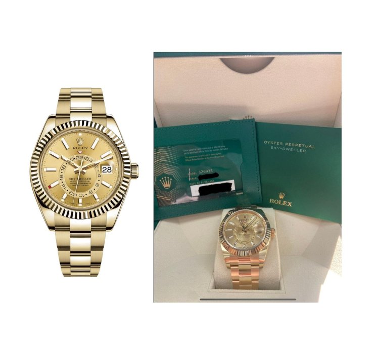 Rolex Sky-dweller Yellow Gold - Champagne Dial - Oyster Bracelet 326938