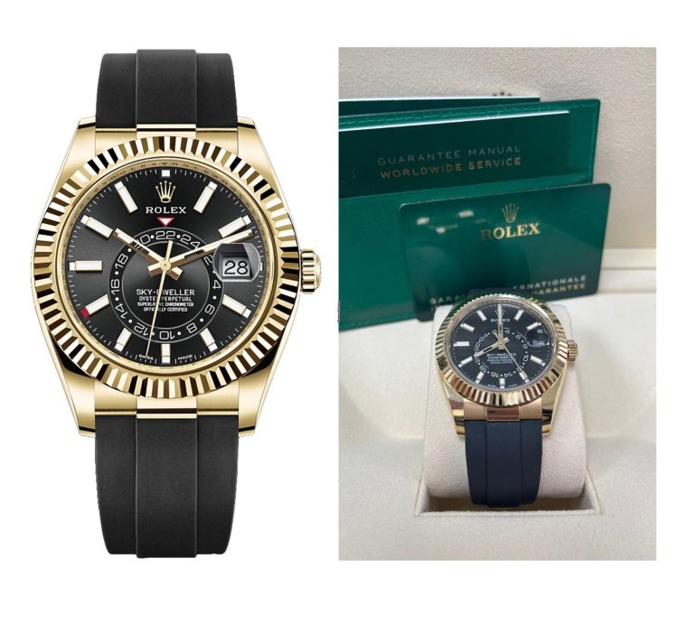 Rolex Sky-dweller Yellow Gold 42mm Black Dial Oysterflex 326238