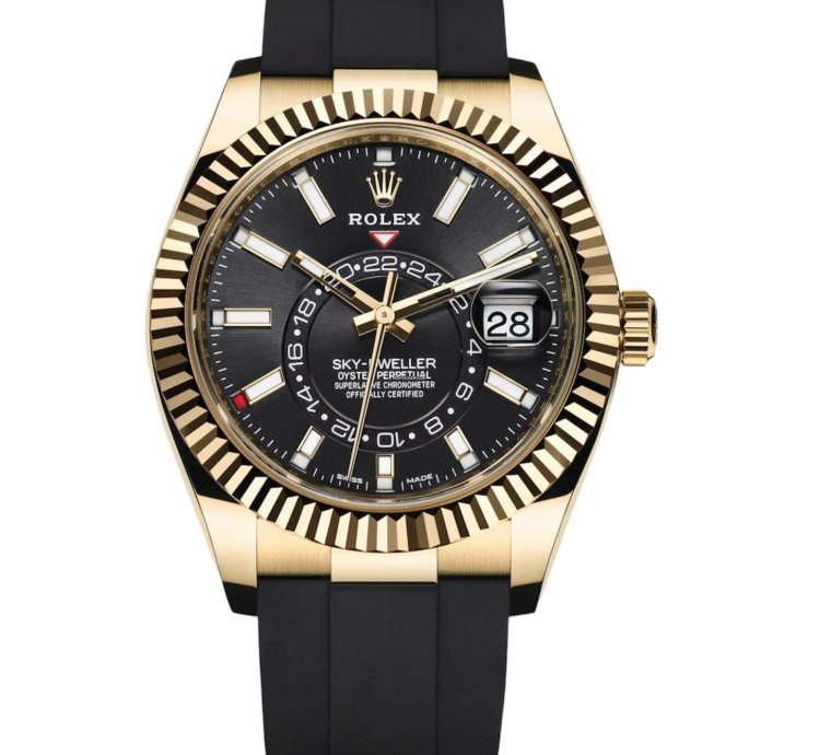 Rolex Sky-dweller Yellow Gold 42mm Black Dial Oysterflex 326238