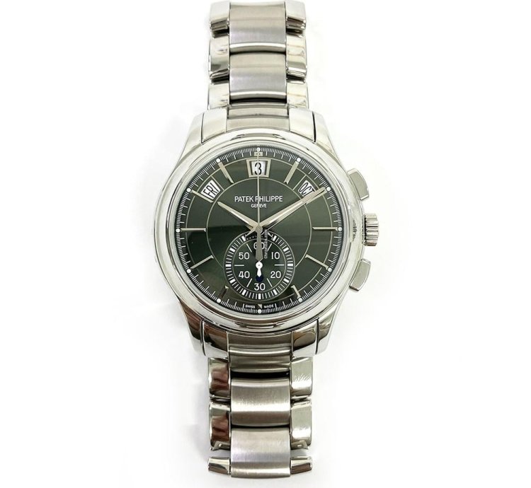 Patek Philippe Annual Calendar Chronograph Complications Stainless Steel Olive Green Dial 5905 1a-001