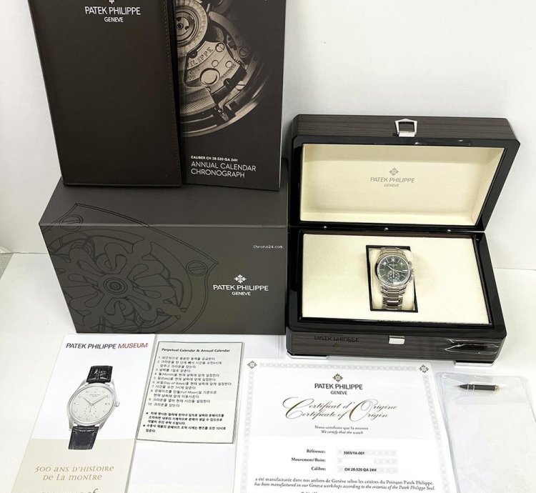 Patek Philippe Annual Calendar Chronograph Complications Stainless Steel Olive Green Dial 5905 1a-001