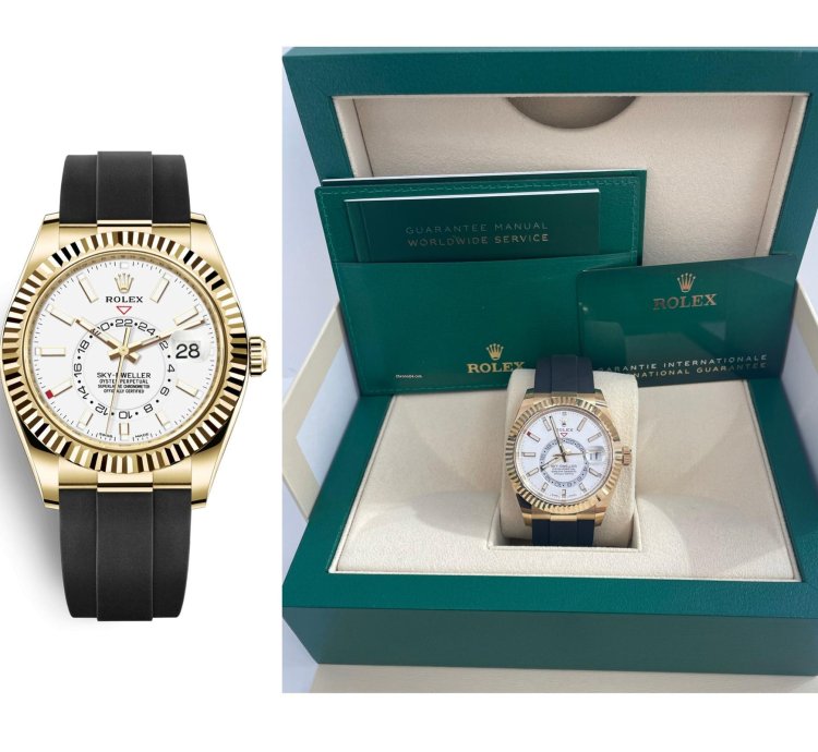 Rolex Sky-dweller Yellow Gold 42mm White Dial Oysterflex 326238