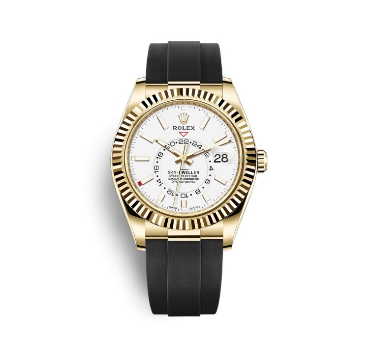 Rolex Sky-dweller Yellow Gold 42mm White Dial Oysterflex 326238