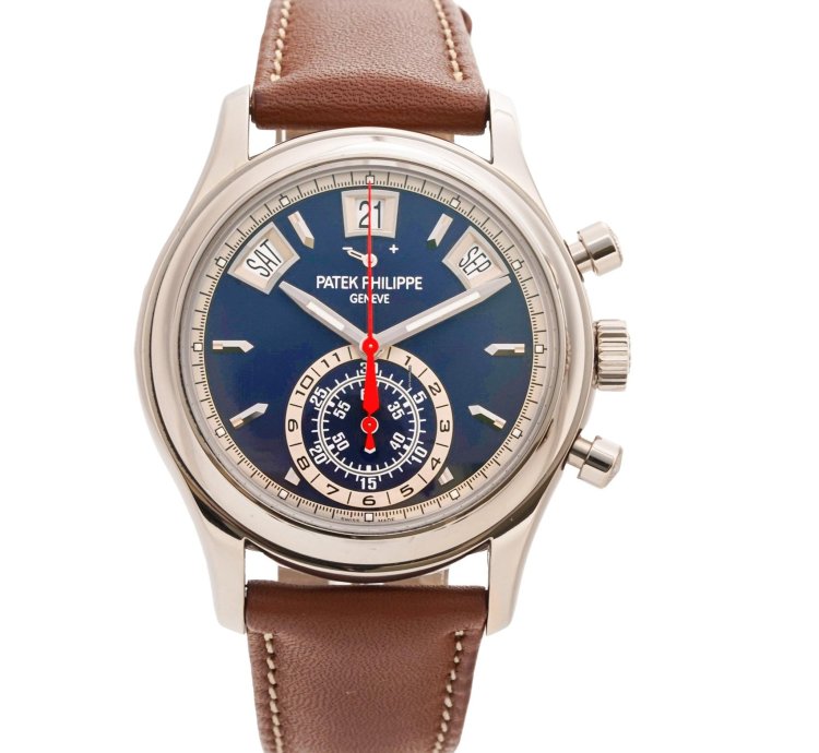 Patek Philippe Annual Calendar Chronograph Flyback Complication Blue Dial White Gold 5960 01g-001