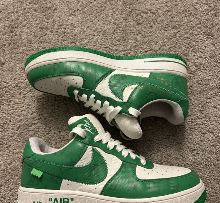 Louis Vuitton Off White Air Force 1 Low White Green Size 7 5