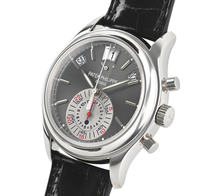 Patek Philippe Annual Calendar Chronograph Platinum Annual Calendar Chronograph Day Night Power Gray 40 5mm Box Papers 5960p-001