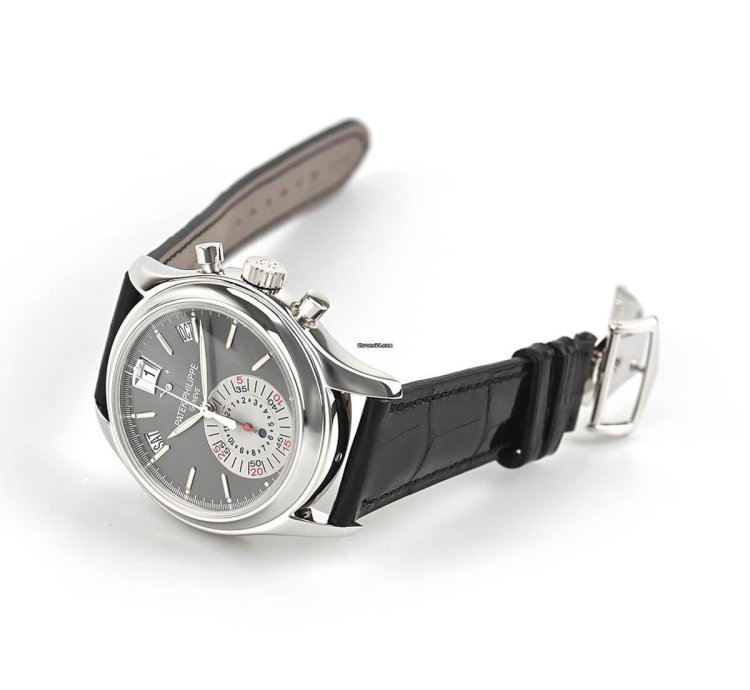 Patek Philippe Annual Calendar Chronograph Platinum Annual Calendar Chronograph Day Night Power Gray 40 5mm Box Papers 5960p-001