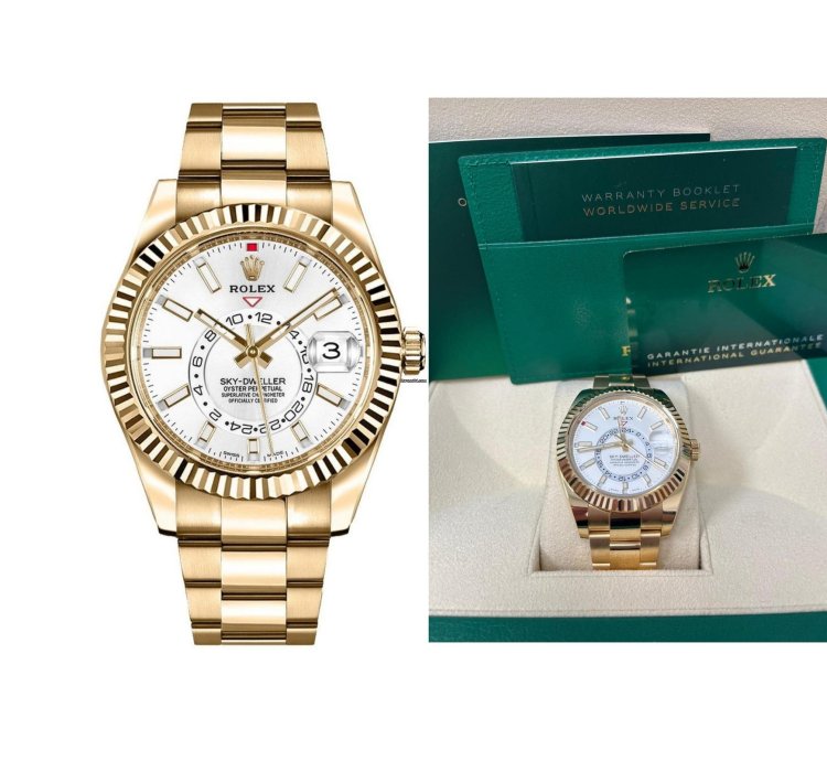 Rolex Sky-dweller Yellow Gold White Index Dial Oyster Bracelet 326938