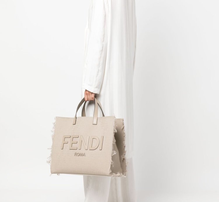 Fendi Large Ff Jacquard Fringed Tote Bag