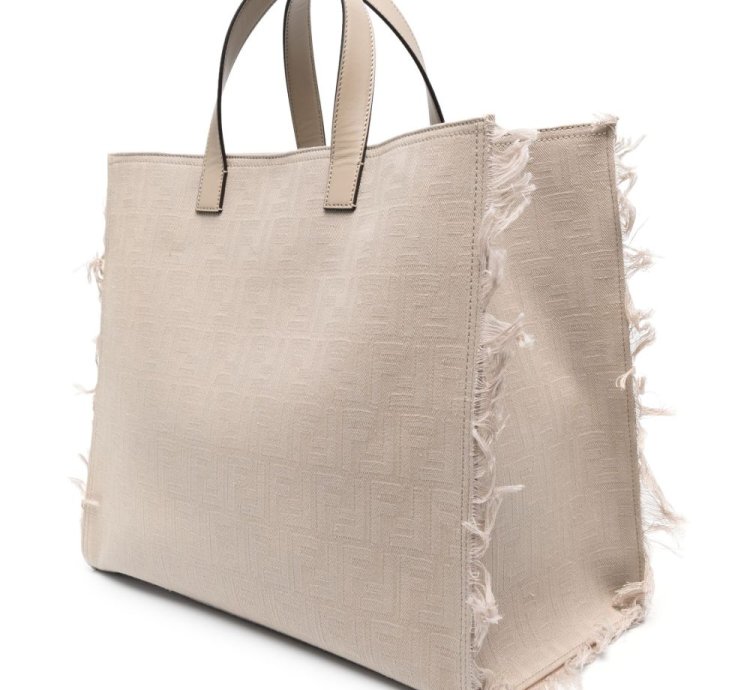 Fendi Large Ff Jacquard Fringed Tote Bag