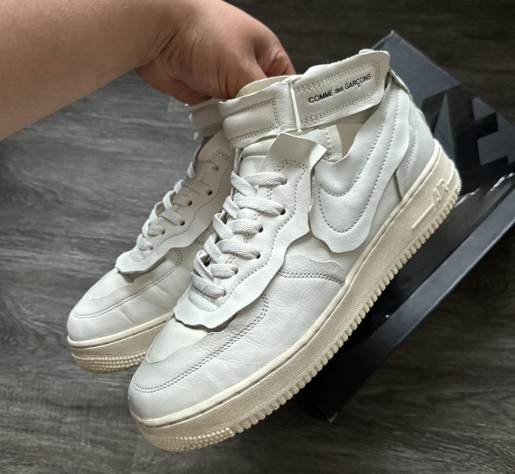 Nike Af1 Air Force 1 Mid Comme Des Garcons Cdg White Sz 9 5