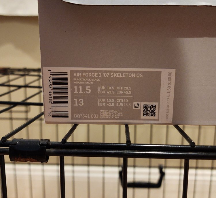 Nike Air Force 1 07 Skeleton Qs Deadstock