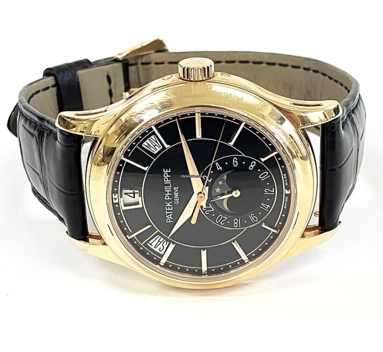 Patek Philippe Annual Calendar Complications Annual Calendar 40mm 5205r-010 Rose Gold With Black Leather Watch Black Dial 2017