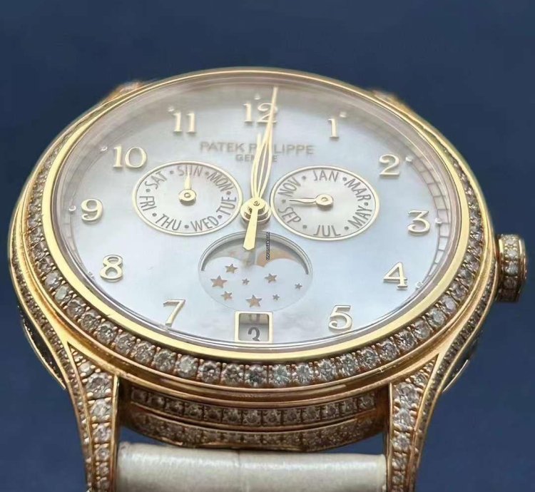 Patek Philippe Annual Calendar Moon Phase Rose Gold Diamond Watch 38mm