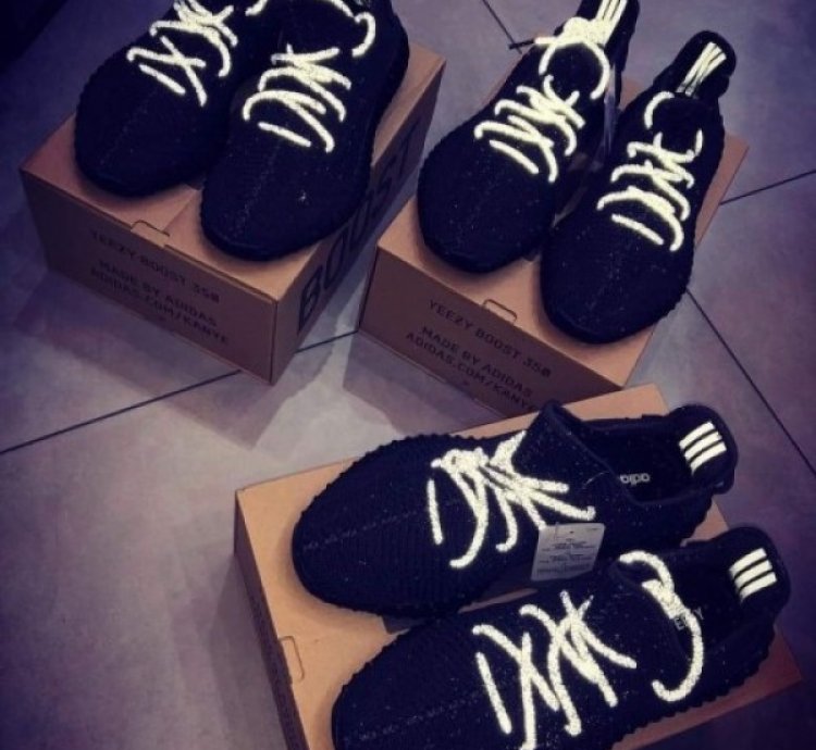 Adidas Yeezy 350 V2 Lace Reflective Black Sneakers Semi Ua