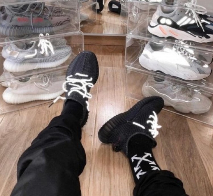 Adidas Yeezy 350 V2 Lace Reflective Black Sneakers Semi Ua