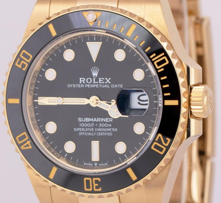 Rolex Submariner Date 2022 New Papers Rolex Submariner Date 41mm 18k Gold Black Watch 126618 Ln Box