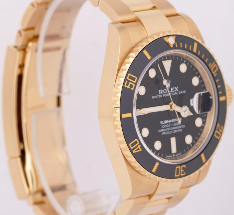 Rolex Submariner Date 2022 New Papers Rolex Submariner Date 41mm 18k Gold Black Watch 126618 Ln Box