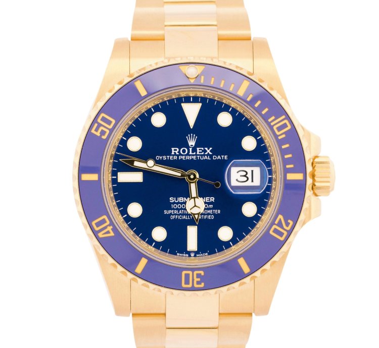 Rolex Submariner Date 2022 New Papers Rolex Submariner Date 41mm Blue 18k Yellow Gold 126618 Lb Box