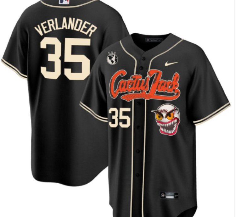 Justin Verlander 35 Houston Astros Cactus Jack Men Jersey - Black