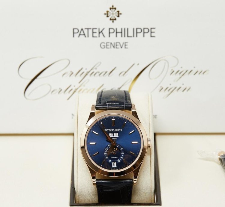 Patek Philippe Annual Calendar Tiffany Co Annual Calendar Rose Gold Blue Dial Full Set Tiffany Stamped Dial Papers