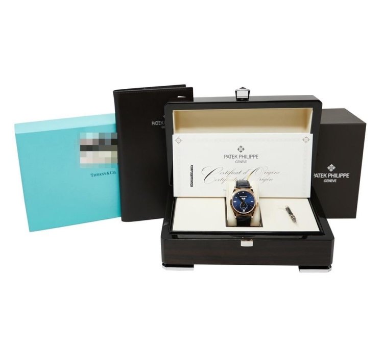 Patek Philippe Annual Calendar Tiffany Co Annual Calendar Rose Gold Blue Dial Full Set Tiffany Stamped Dial Papers