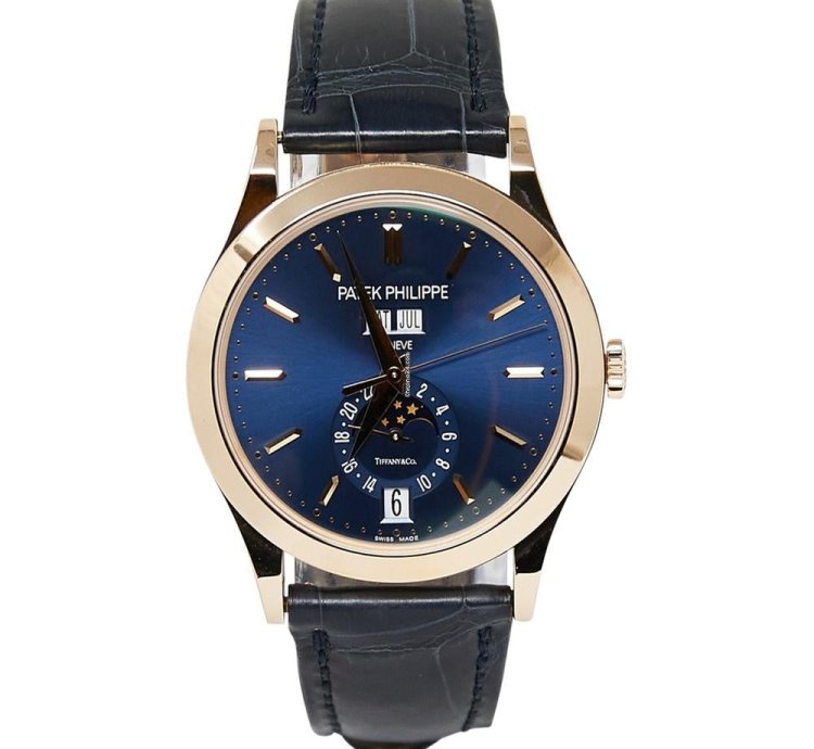 Patek Philippe Annual Calendar Tiffany Co Annual Calendar Rose Gold Blue Dial Full Set Tiffany Stamped Dial Papers