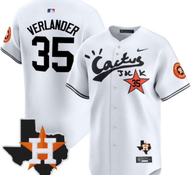 Justin Verlander 35 Houston Astros Cactus Jack Houston Patch Limited Jersey White