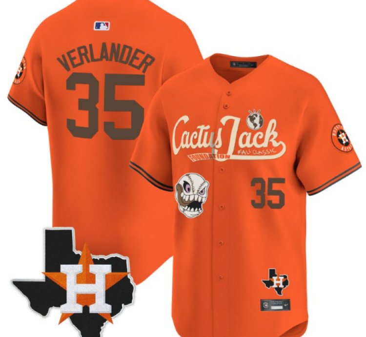 Justin Verlander 35 Houston Astros Cactus Jack Foundation Fall Classic Limited Jersey Orange