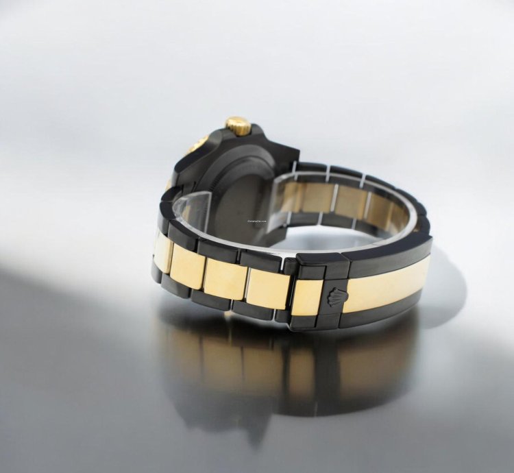 Rolex Submariner Date 41 Mm Black Rolex Dlc-pvd Two-tone 18k Yellow Gold And Black Pvd