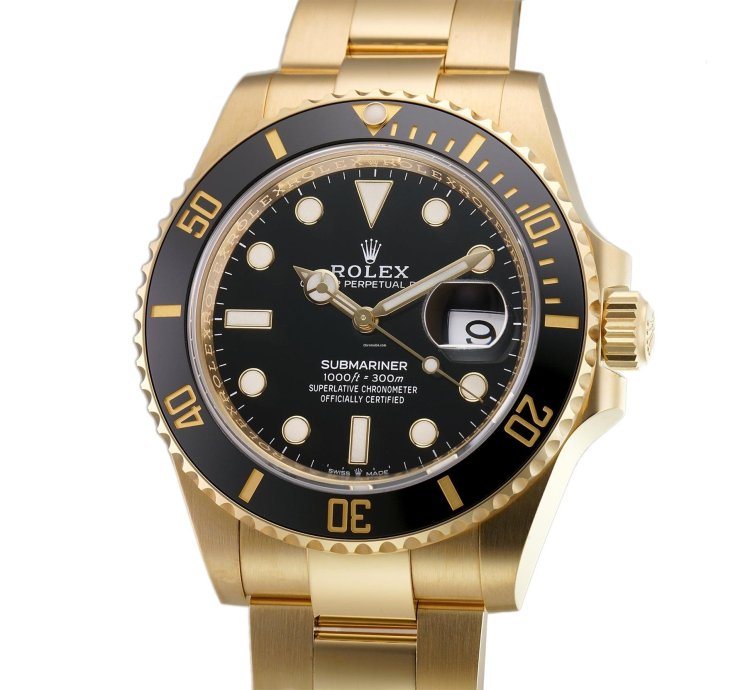 Rolex Submariner Date 41mm 18k Yellow Gold Ceramic Bezel Black Dial