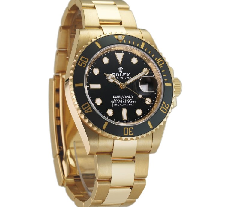 Rolex Submariner Date 41mm 18k Yellow Gold Ceramic Bezel Black Dial