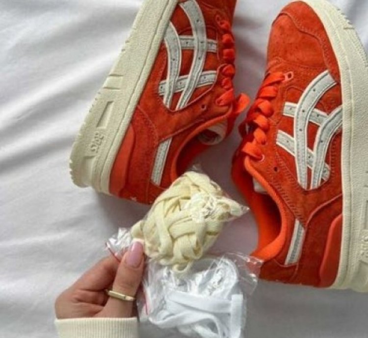 Asics Ex89 Kith Orange Suede Cream Sneakers