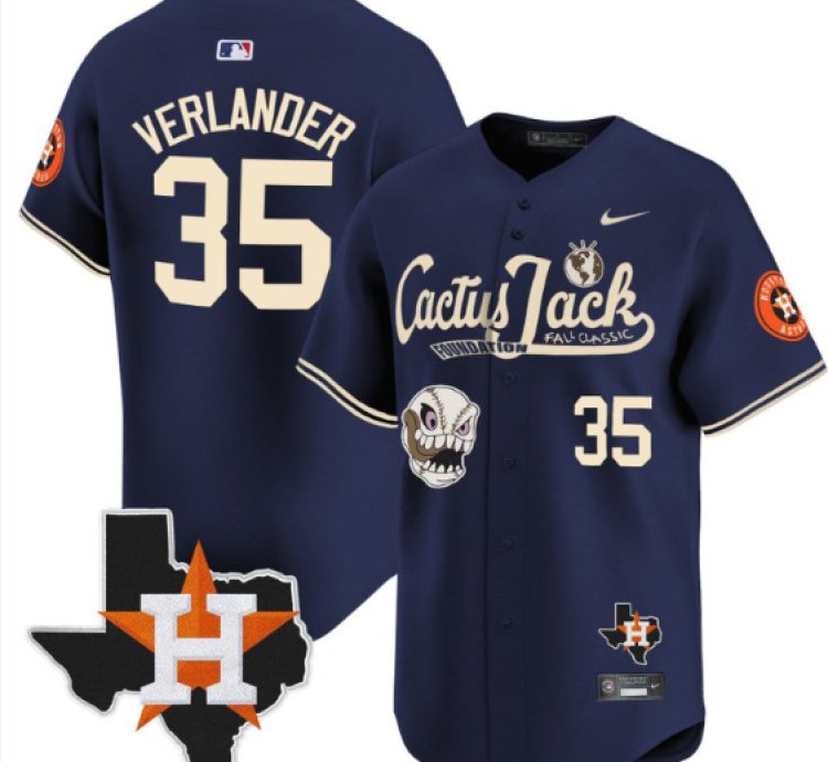 Justin Verlander 35 Houston Astros Cactus Jack Foundation Fall Classic Limited Jersey Navy
