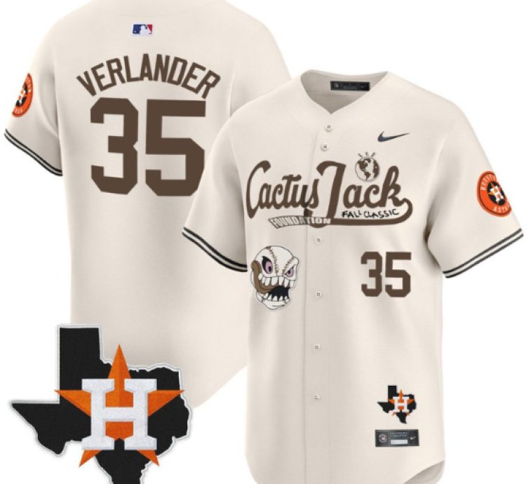 Justin Verlander 35 Houston Astros Cactus Jack Foundation Fall Classic Limited Jersey Cream