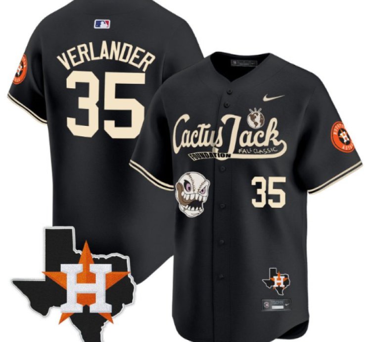Justin Verlander 35 Houston Astros Cactus Jack Foundation Fall Classic Limited Jersey Black