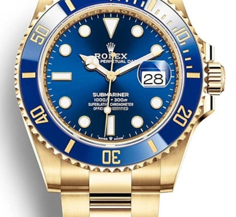 Rolex Submariner Date 41mm Yellow Gold Date Blue Bezel Blue Dial 126618lb