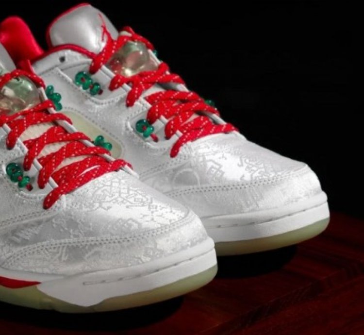 Clot X Nike Air Jordan 5 Low White Silk Basketball Sneakers