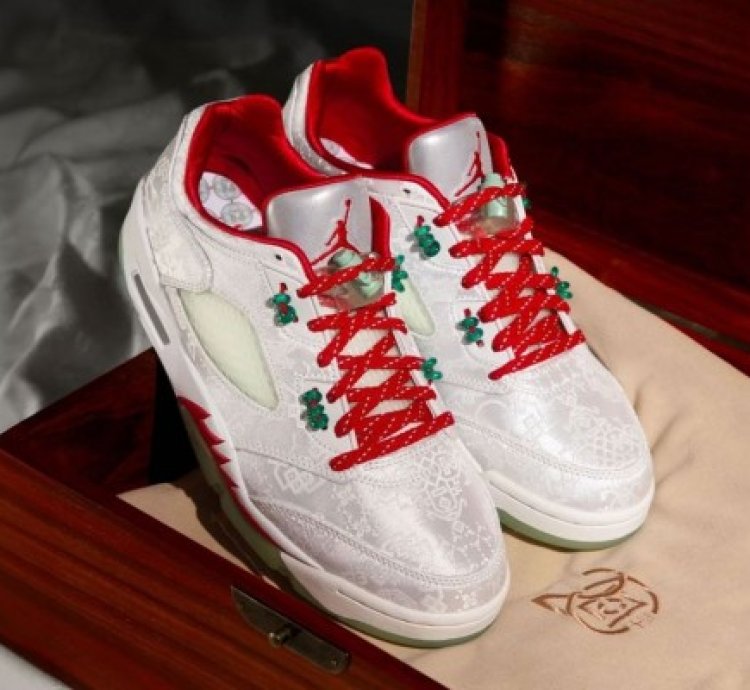 Clot X Nike Air Jordan 5 Low White Silk Basketball Sneakers