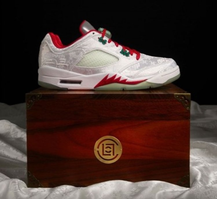Clot X Nike Air Jordan 5 Low White Silk Basketball Sneakers