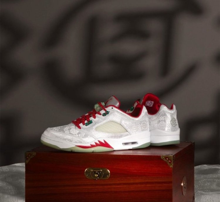 Clot X Nike Air Jordan 5 Low White Silk Basketball Sneakers