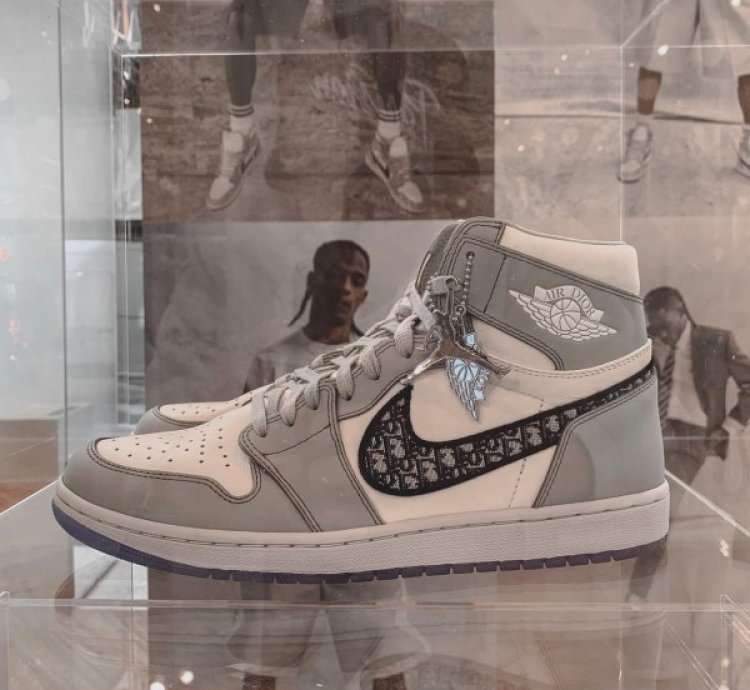 Dior X Nike Air Jordan 1 High White Grey Basketball Sneakers Semi Ua