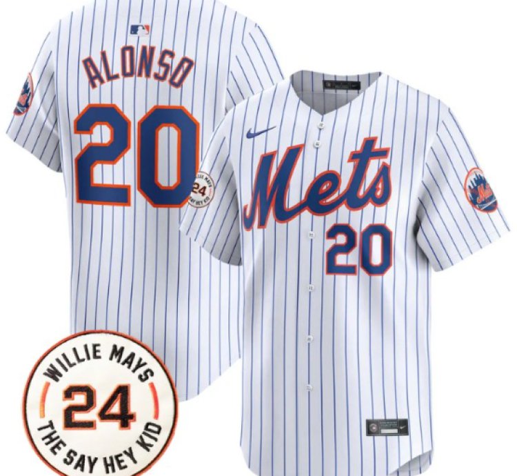 Pete Alonso Jersey 20 Mets Willie Mays Patch Vapor Premier Limited Stitched White